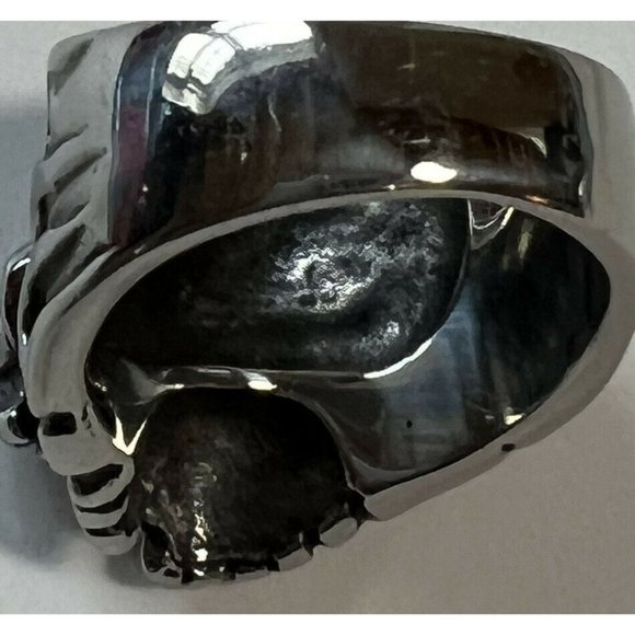 Jewelry Ring New Stainless Steel Skull 10 mm Biker Silver Tone Never Rust S-7.75 - Picture 5 of 5